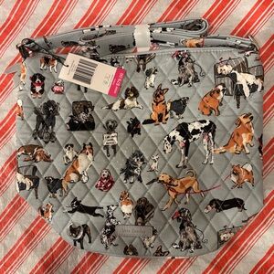 Vera Bradley Gray Dog Print Quilted Bag & Matching Zip ID/Coin Purse, NWT